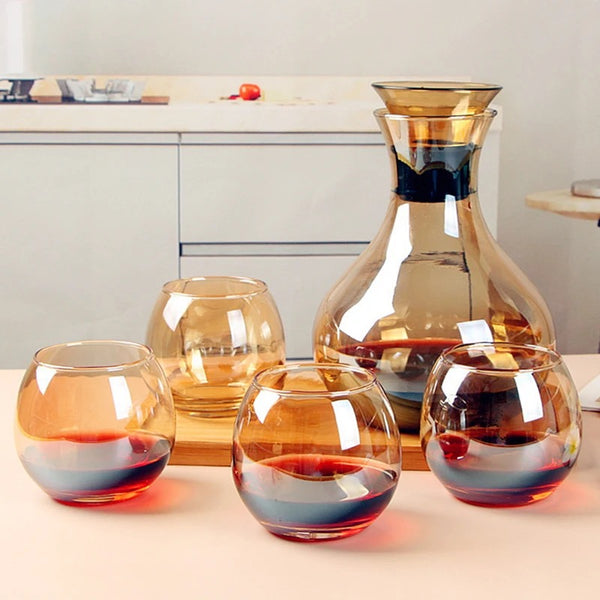 Genomskinlig Drickflaska i Glas - Set med 4 glas - TrendQ